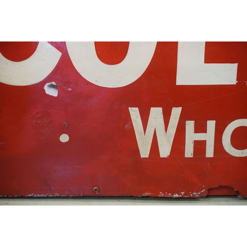 130 - Original Early-Mid 20th Century Cadbury's Chocolate enamel advertising sign, on red ground with whit... 