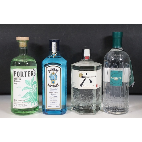 484 - Alcohol - Collection of 12 bottles of gin to include Bombay Sapphire, Roku Japanese Craft Gin, No. 1... 