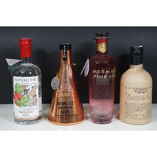 489 - Alcohol - Collection of 15 bottles of gin to include Ableforth's Bathtub Gin 70cl, Mermaid Pink Gin ... 