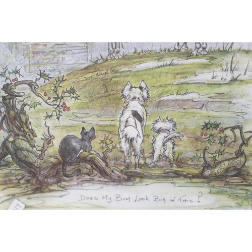 519 - Lesley Bruce, a set of three: horse related comical scenes, comprising: 'Does My Bum Look Big in Thi... 