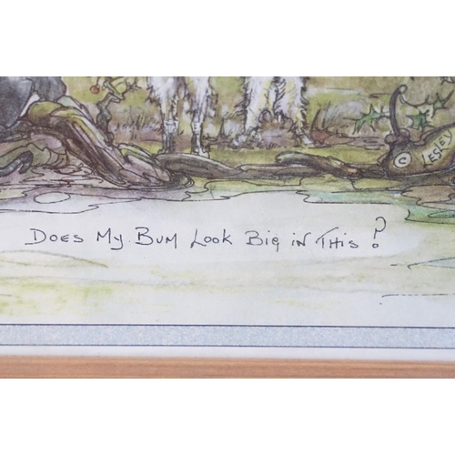 519 - Lesley Bruce, a set of three: horse related comical scenes, comprising: 'Does My Bum Look Big in Thi... 