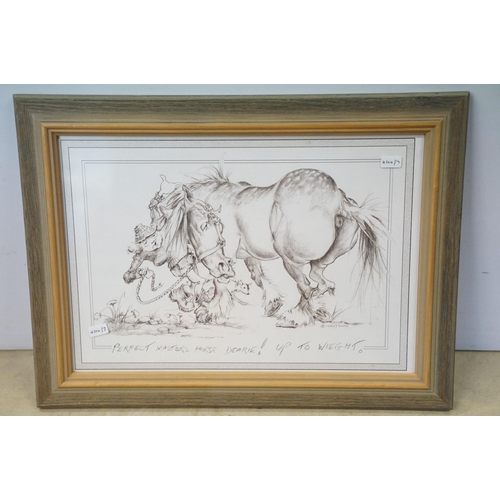 519 - Lesley Bruce, a set of three: horse related comical scenes, comprising: 'Does My Bum Look Big in Thi... 