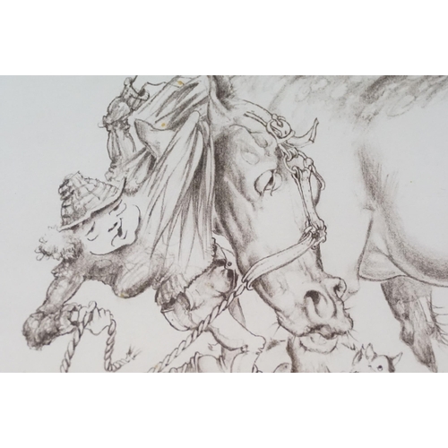 519 - Lesley Bruce, a set of three: horse related comical scenes, comprising: 'Does My Bum Look Big in Thi... 