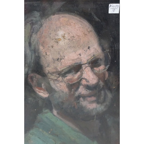 525 - 20th century English school, portrait study of a man wearing glasses, oil on panel, 26 x 21cm, gilt ... 