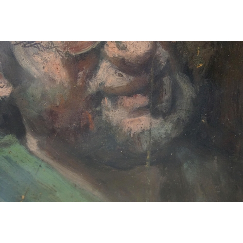 525 - 20th century English school, portrait study of a man wearing glasses, oil on panel, 26 x 21cm, gilt ... 