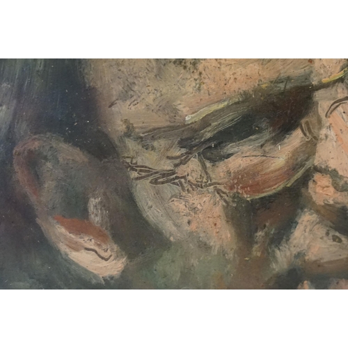 525 - 20th century English school, portrait study of a man wearing glasses, oil on panel, 26 x 21cm, gilt ... 