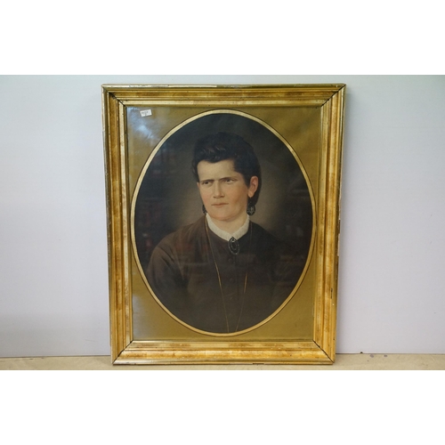 528 - Late 19th century English school, oval head and shoulders portrait study of a lady in mourning dress... 