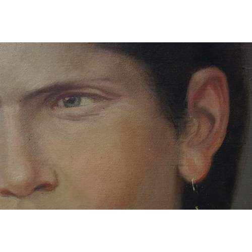 528 - Late 19th century English school, oval head and shoulders portrait study of a lady in mourning dress... 