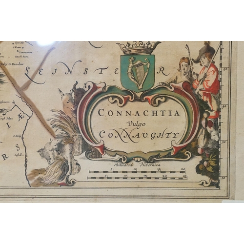 543 - Irish Interest - Johannes Blaeu, Connachtia vulgo Connaughty, hand-coloured engraving, double sided ... 