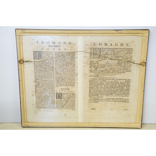 543 - Irish Interest - Johannes Blaeu, Connachtia vulgo Connaughty, hand-coloured engraving, double sided ... 