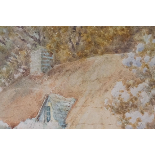 548 - Early 20th century English school, a pair: cottage scenes with chickens, each watercolour, 17.5 x 25... 