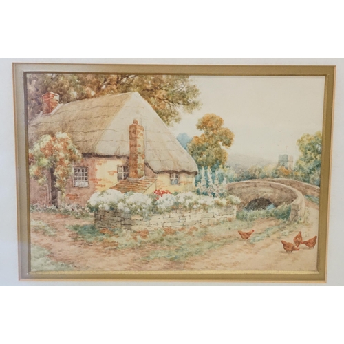 548 - Early 20th century English school, a pair: cottage scenes with chickens, each watercolour, 17.5 x 25... 