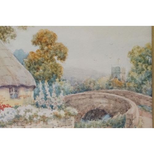 548 - Early 20th century English school, a pair: cottage scenes with chickens, each watercolour, 17.5 x 25... 
