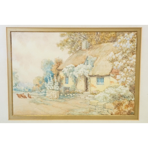 548 - Early 20th century English school, a pair: cottage scenes with chickens, each watercolour, 17.5 x 25... 
