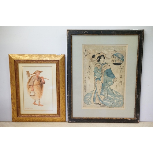 549 - Tadashi Nakayama (Japanese, 1927 - 2014), portrait of a male farmhand, watercolour, signed lower lef... 