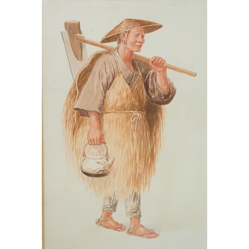 549 - Tadashi Nakayama (Japanese, 1927 - 2014), portrait of a male farmhand, watercolour, signed lower lef... 