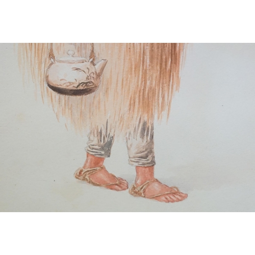 549 - Tadashi Nakayama (Japanese, 1927 - 2014), portrait of a male farmhand, watercolour, signed lower lef... 