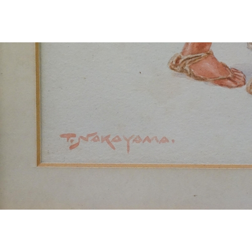 549 - Tadashi Nakayama (Japanese, 1927 - 2014), portrait of a male farmhand, watercolour, signed lower lef... 