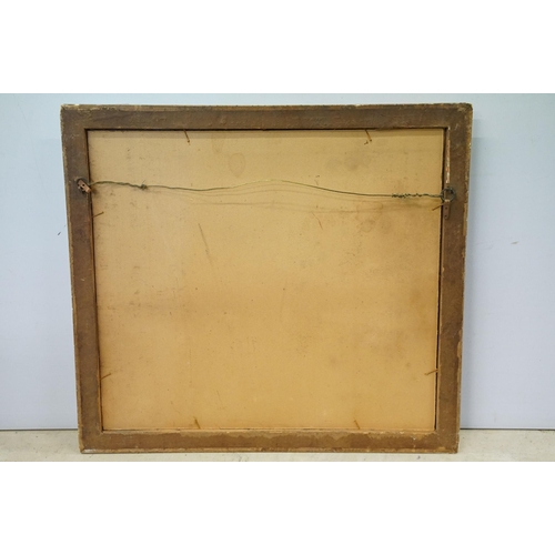 559 - Mystical animal figures in the form of a horse, lion and ram in a barren landscape, oil, 18 x 23cm, ... 