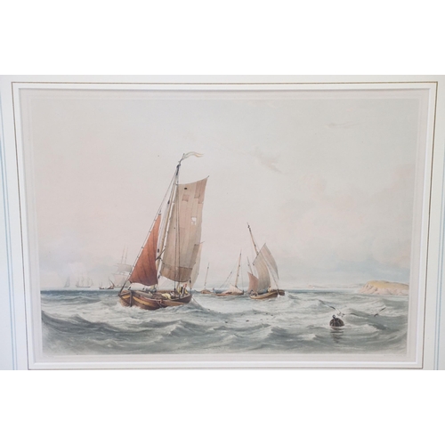 561 - After Anthony Vandyke Copley Fielding (British, 1787 - 1855), Fishing Boats off Hastings, coloured a... 