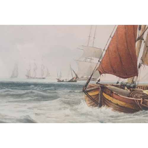 561 - After Anthony Vandyke Copley Fielding (British, 1787 - 1855), Fishing Boats off Hastings, coloured a... 