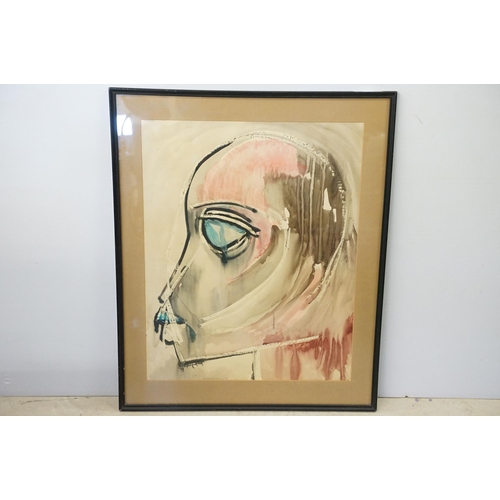 563 - Christopher Francis González (Puerto Rican-Jamaican, 1943 – 2008), abstract portrait study, watercol... 