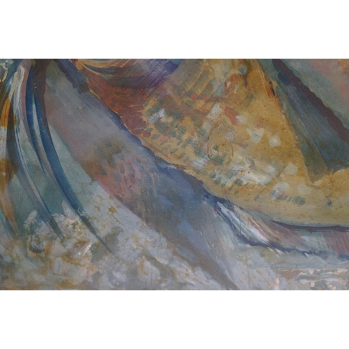 565 - D G Seymour (British, 20th century) abstract study of a fish, oil on board, signed lower right and f... 