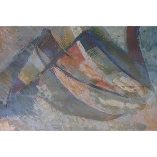 565 - D G Seymour (British, 20th century) abstract study of a fish, oil on board, signed lower right and f... 