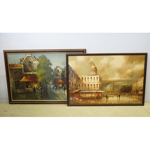 573 - I Costello, Continental street scene with figures - probably Paris, oil on canvas, signed lower righ... 