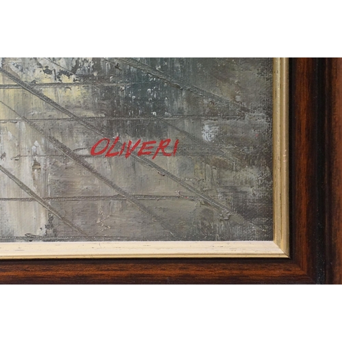 573 - I Costello, Continental street scene with figures - probably Paris, oil on canvas, signed lower righ... 