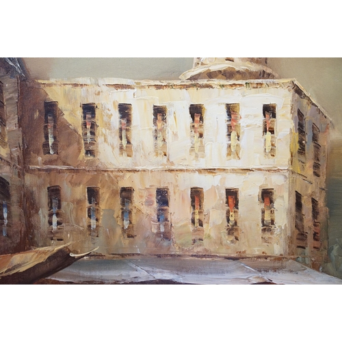 573 - I Costello, Continental street scene with figures - probably Paris, oil on canvas, signed lower righ... 