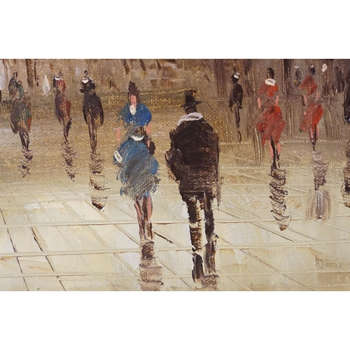 573 - I Costello, Continental street scene with figures - probably Paris, oil on canvas, signed lower righ... 