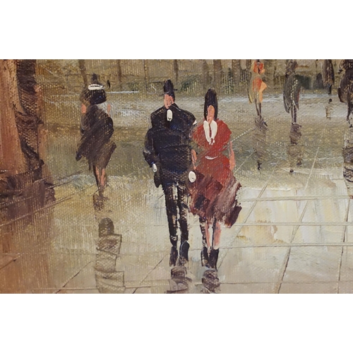 573 - I Costello, Continental street scene with figures - probably Paris, oil on canvas, signed lower righ... 