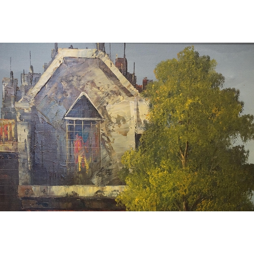 573 - I Costello, Continental street scene with figures - probably Paris, oil on canvas, signed lower righ... 