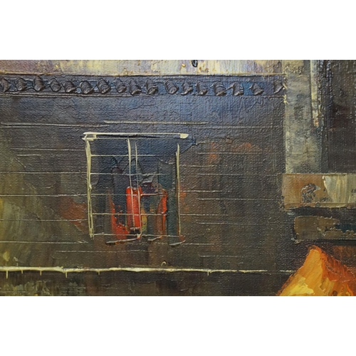 573 - I Costello, Continental street scene with figures - probably Paris, oil on canvas, signed lower righ... 