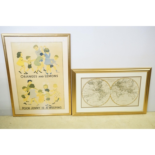 576 - Nursery rhyme scene, 'Oranges and Lemons, Poor Jenny is A'Weeping', 74 x 49cm and L'Ancien Monde et ... 