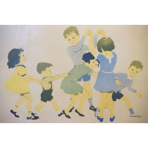 576 - Nursery rhyme scene, 'Oranges and Lemons, Poor Jenny is A'Weeping', 74 x 49cm and L'Ancien Monde et ... 