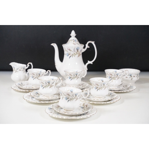 120 - Royal Albert Brigadoon part coffee service, comprising: coffee pot and cover, milk jug, sugar bowl, ... 
