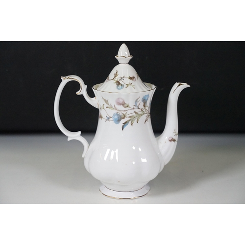120 - Royal Albert Brigadoon part coffee service, comprising: coffee pot and cover, milk jug, sugar bowl, ... 