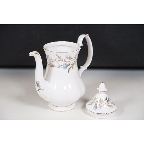 120 - Royal Albert Brigadoon part coffee service, comprising: coffee pot and cover, milk jug, sugar bowl, ... 