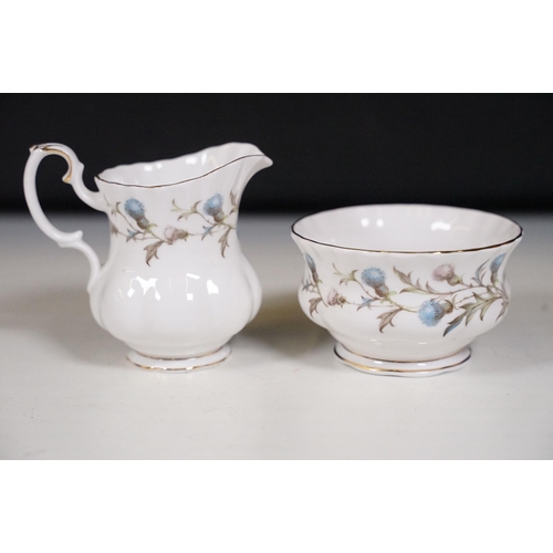 120 - Royal Albert Brigadoon part coffee service, comprising: coffee pot and cover, milk jug, sugar bowl, ... 