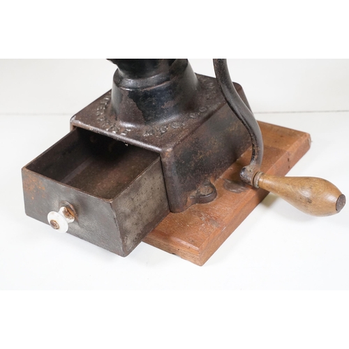 150 - 19th century American cast iron coffee grinder by ‘ The Enterprise M.F.G. Co of Philadelphia, U.S.A.... 
