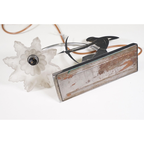 154 - Art Deco chrome lamp depicting a figure firing a bow and arrow with frosted glass shade