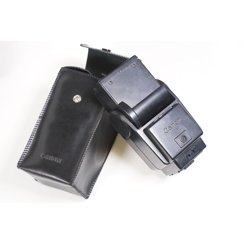 441 - Collection of cameras, lenses and equipment contained within a padded case to include Canon A-1 35mm... 