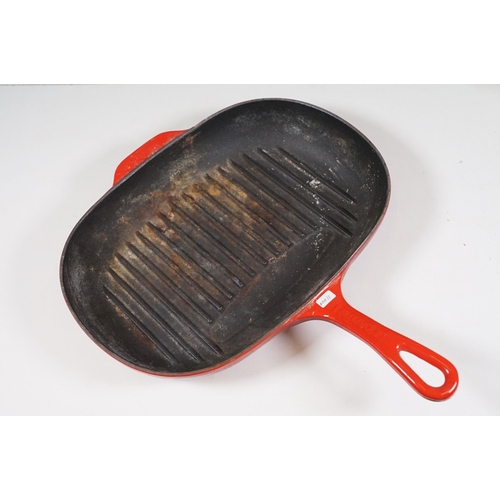 442 - Le Crueset saucepan, frying pan and steak griddle with a chasseur lidded casserole cast iron dish