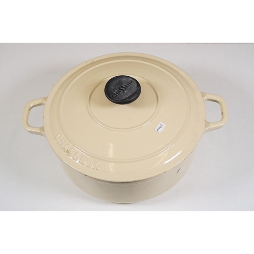 442 - Le Crueset saucepan, frying pan and steak griddle with a chasseur lidded casserole cast iron dish