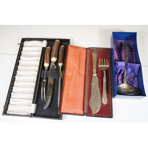 444 - Collection of mixed metalware to include large quantity of silver plate flatware to include knife an... 