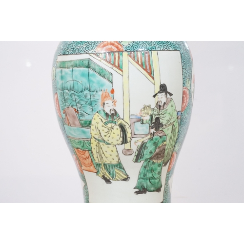 463 - 20th century Chinese famille vase baluster shaped lamp base, 46cm high