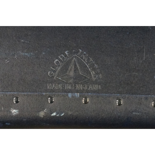 470 - Mid 20th century Globe-Trotter nest of two blue suitcases, the largest 20cm high x 71cm wide x 43cm ... 