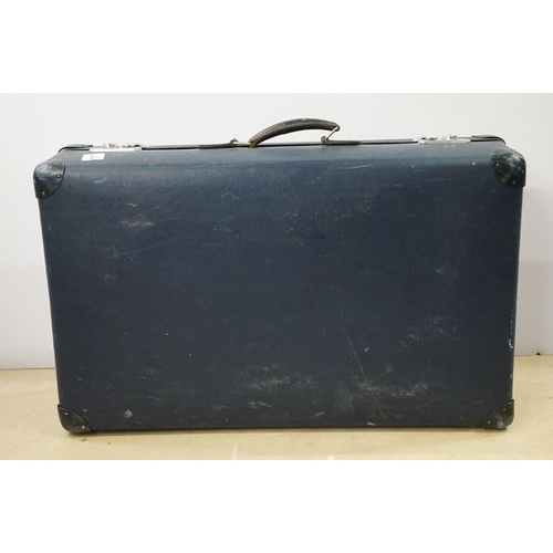 470 - Mid 20th century Globe-Trotter nest of two blue suitcases, the largest 20cm high x 71cm wide x 43cm ... 